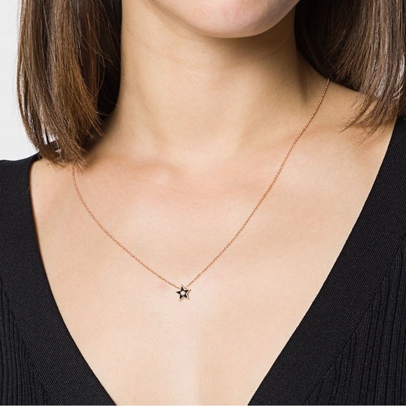 EF Collection 14k Rose Gold Diamond Star Necklace - Picture 3 of 8